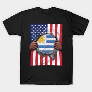 Uruguay Flag American Flag Ripped - Gift for Uraguyan From Uruguay T-Shirt